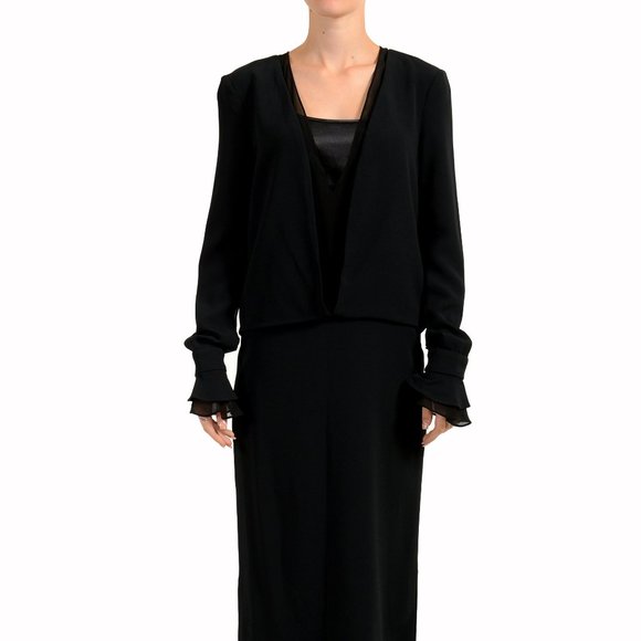 Tom Ford Women's 100% Silk Long Sleeves Deep V-Neck Sheath Dress US S IT 40